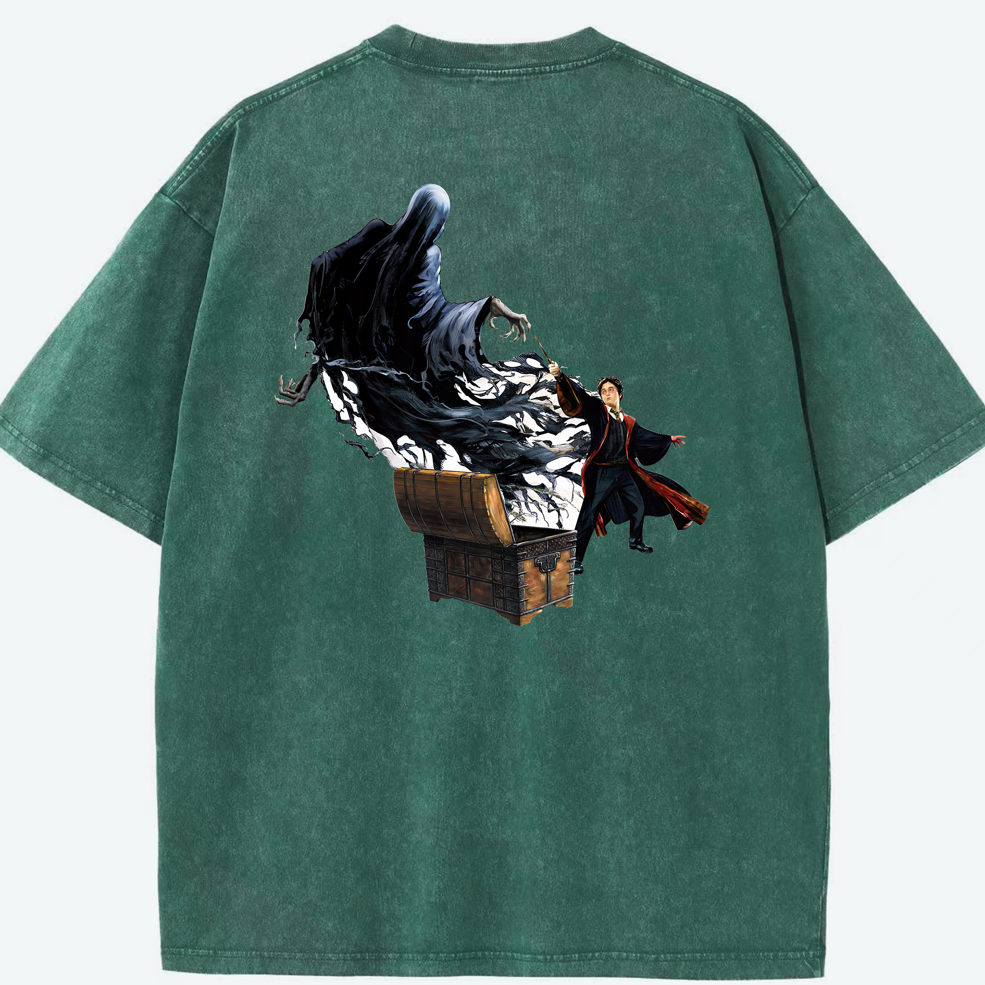 （画像用） Harry Potter ハリー・ポッターシリーズ 綿100% ヴィンテージ風 半袖Tシャツ（背面プリント）